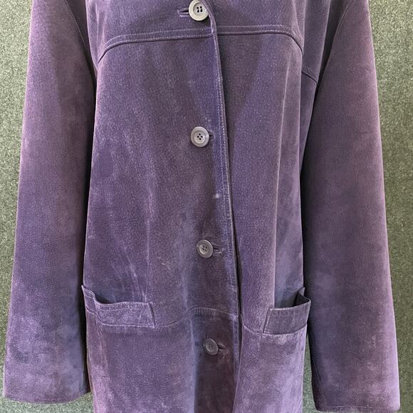 St Johns Bay Purple Suede Jacket Women’s XL Button Front Fall Winter Layering - Picture 9 of 16